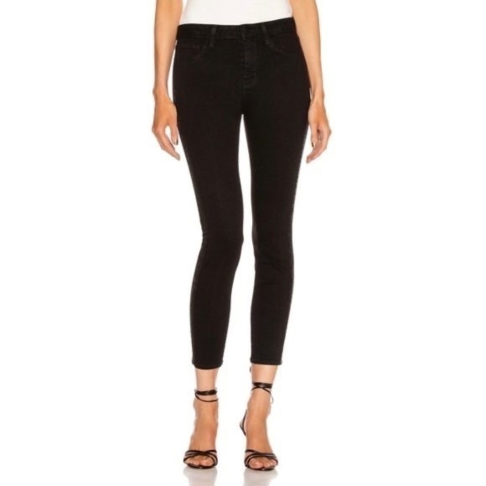 L’AGENCE Margot Crystal Tux Stripe Skinny Jeans in Noir - sz 30 - Picture 2 of 11
